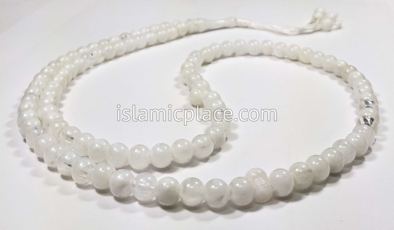 Pearly White - Large Bead Talib Tasbih Prayer Beads - The Islamic Place