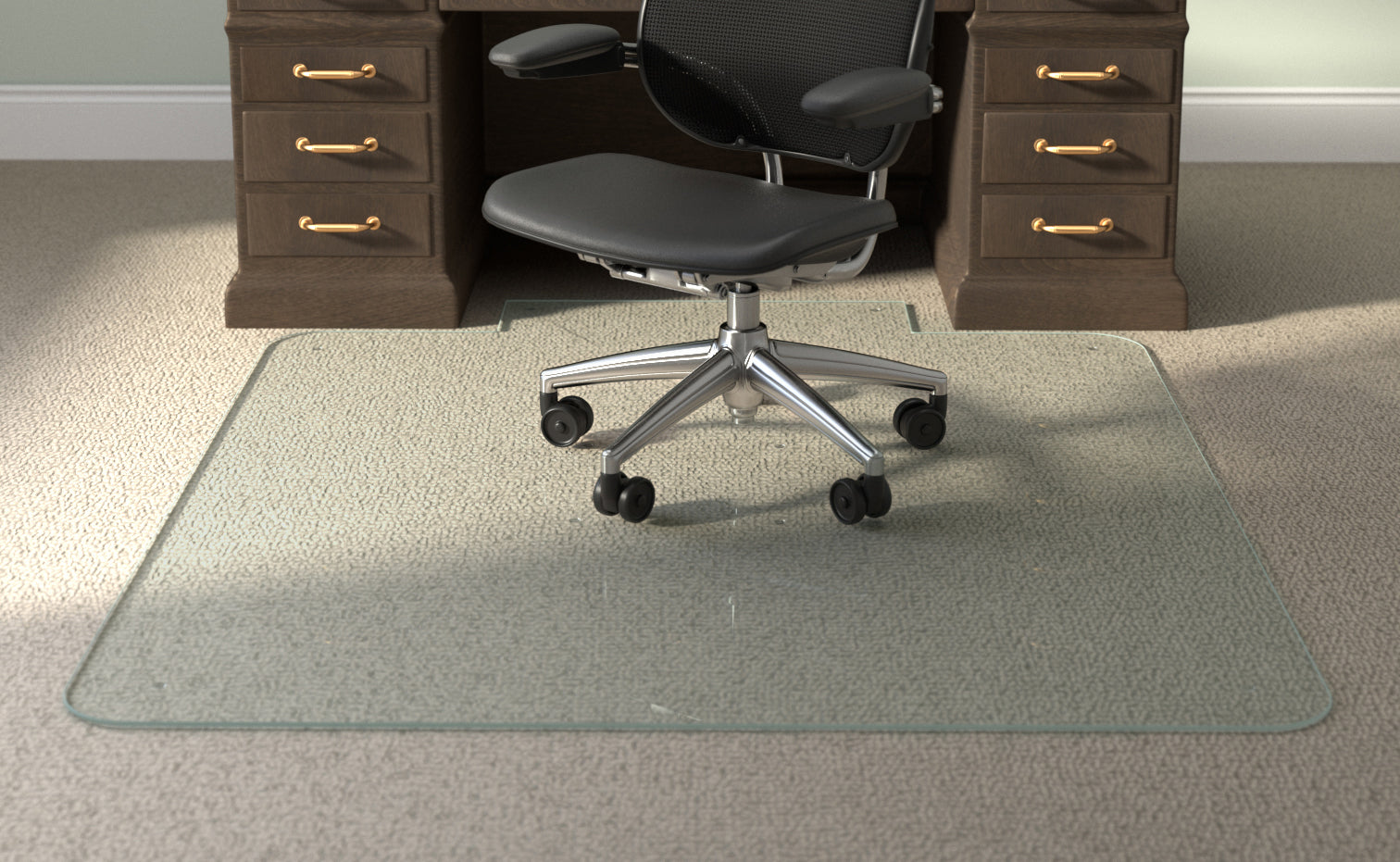 Vitrazza: Glass Office Chair Mat For Carpet, Hardwood & Tile