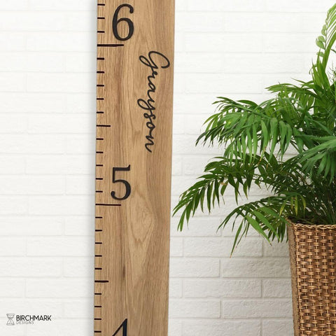wall growth chart ruler in hickory