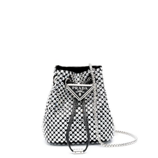 Prada Embellished Satin Mini-pouch in White