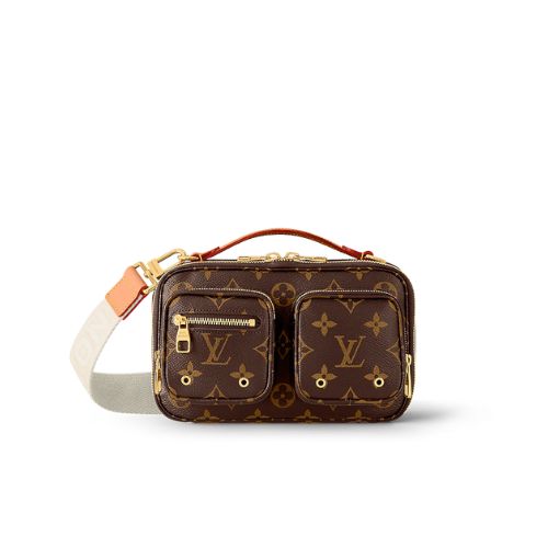 Louis Vuitton Utility Cross Bag Body M80450 Calfskin Black Gold Hardware