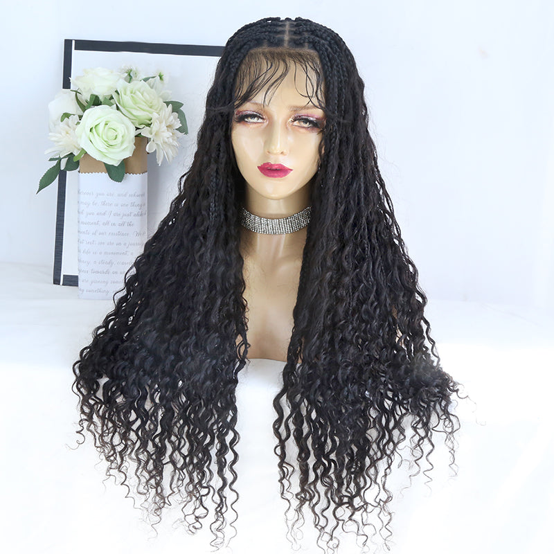 Diamond Full Lace Wig Crochet Knotless Bohemian Braided Wig with Burme