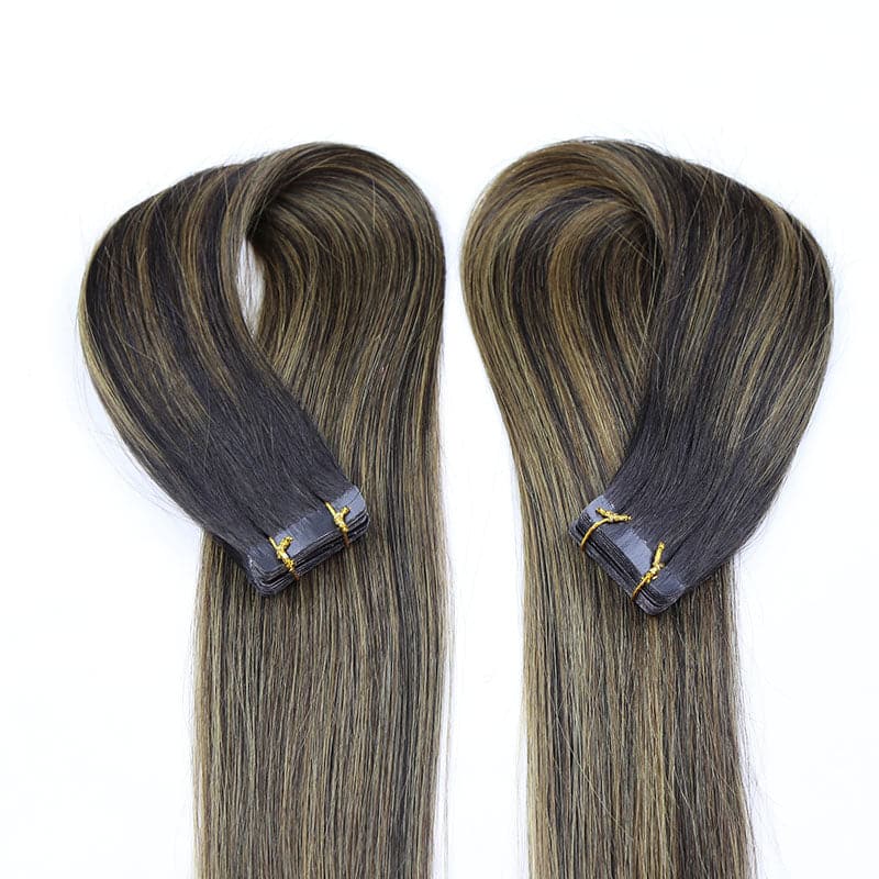 TAPE IN HAIR EXTENSION Tight Curly Human Hair #T1B/Burgundy