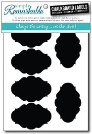 Chalkboard Label - 12 Large Fancy Ovals - Chalk Labels Ð Removable