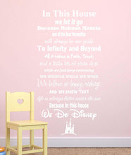Load image into Gallery viewer, in This House We Do Disney - Vinyl Wall Decal Sticker - Made in USA - Disney Family House Rules