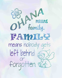 Ohana Means Family - Inspired by Lilo and Stitch - Watercolored Poster –  Simply Remarkable