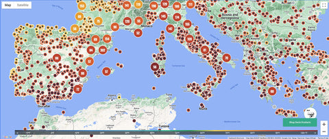 Mediterranean Heatwave Map