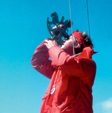 man using a sextant