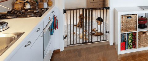 Babelio Baby Gate installed at the kitchen entrance