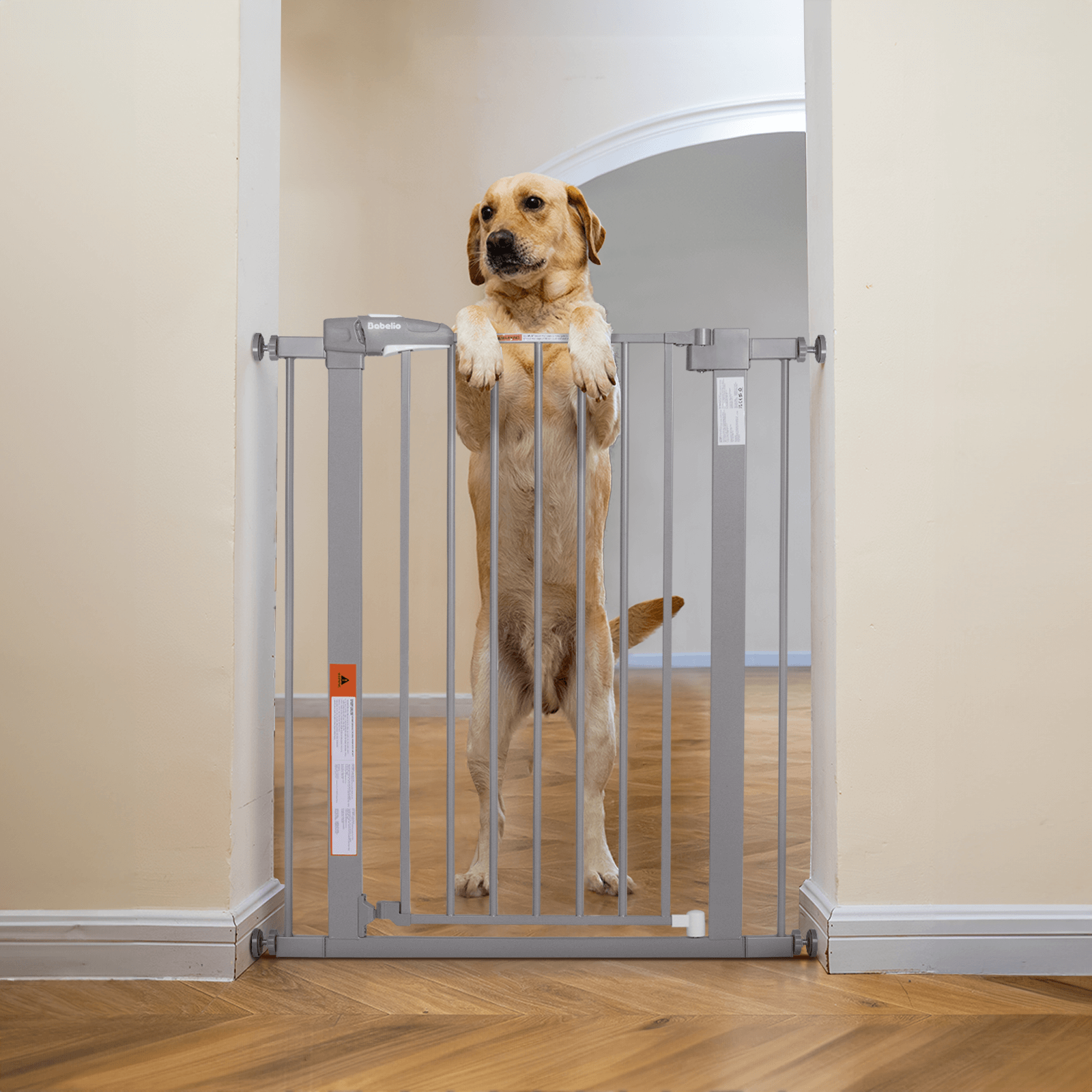  Babelio Metal Baby Gate, 29-48'' Auto Close Easy Install Pet  Gate, Extra Wide Walk Thru Child Safety Gate with Door, Pressure Mounted  Dog Gate for Doorways & Stairs, with Y Spindle