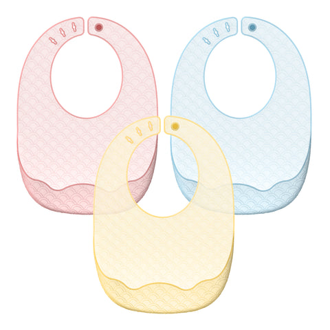 Babelio Ultra-Thin Set of 3 Silicone Baby bibs for Babies & toddlers (6-72 Months), Unisex (Blue/light yellow/Pink)