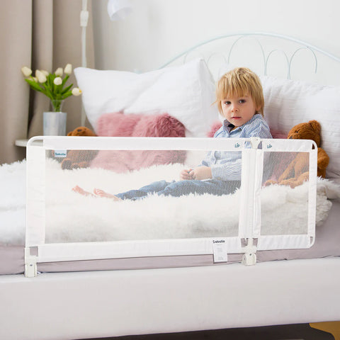 Guardian Toddler Bed Rail, 39"-51" Extendable Bed Guard Rail for Toddlers (White)