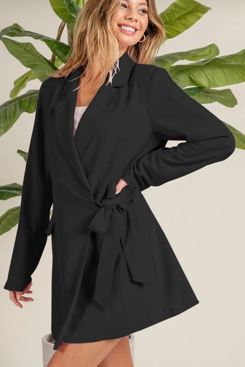 BiBi Wrap Tie Detailed Long Blazer
