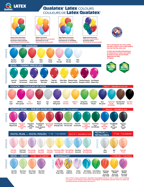 Qualatex Colour Chart for Latex Balloons So Sweet Boutique & Gift Store