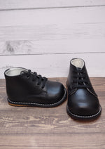 Boys Black Leather Walking Shoes