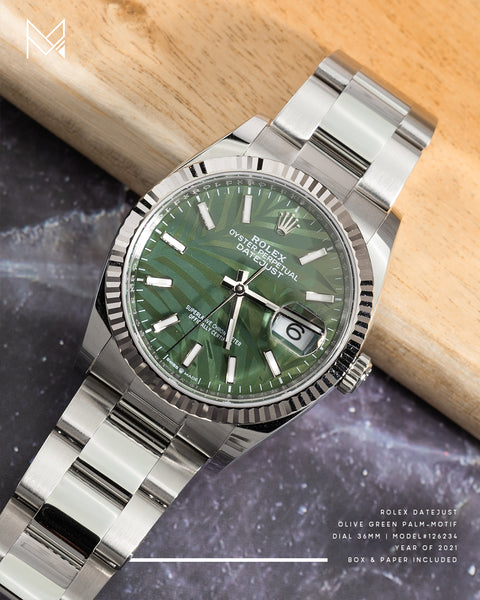 Rolex Datejust Olive Green Palm Motif Dial 126234 – Masterpiece by H&F