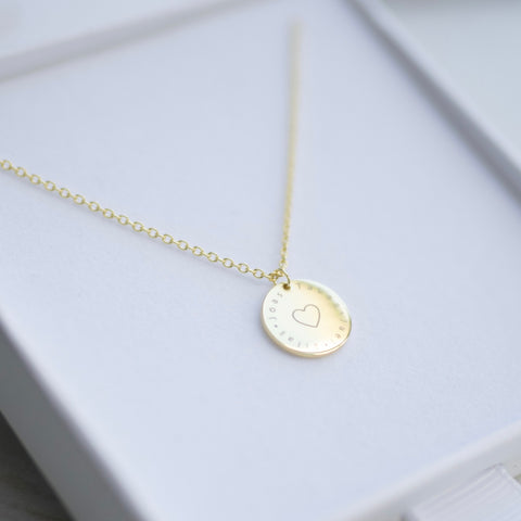 Coin Engrave Necklace (gold) - Text mit Herz