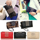 Women Rivet Zipper Wallet Holder Card Coin Clutch Purse Wristlet Evening Bag