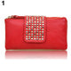 Women Rivet Zipper Wallet Holder Card Coin Clutch Purse Wristlet Evening Bag - Ecart