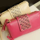 Women Rivet Zipper Wallet Holder Card Coin Clutch Purse Wristlet Evening Bag - Ecart