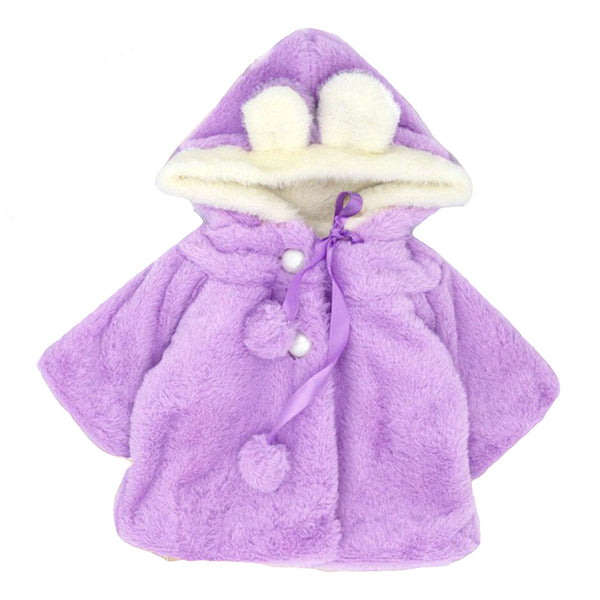 Baby Girls Infant Rabbit Ear Hoodie Warm Coat Pom Pom Bowknot Winter Clothes - Ecart