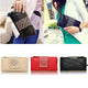 Women Rivet Zipper Wallet Holder Card Coin Clutch Purse Wristlet Evening Bag - Ecart