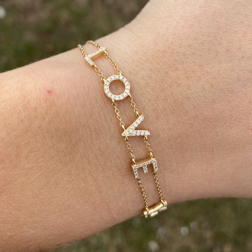 Double Chain Diamond Initial Bracelet