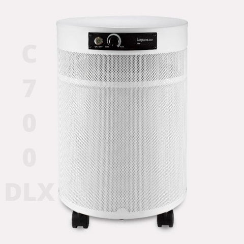 Airpura C700 DLX in white, considered one of the best air filters for home due to its advanced purification system.