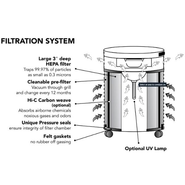 Airpura I600 Health, Asthma, & Allergies Air Purifier Filtration System