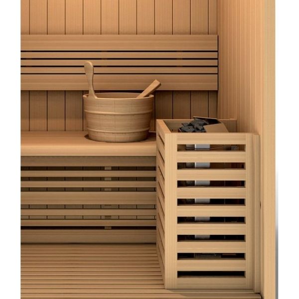 Golden Designs Sundsvall Edition 2 Person Traditional Steam Sauna GDI-7289-01 Water Bucket and Spoon to add more water on the stove for added humidity