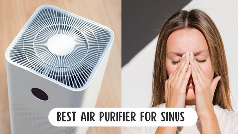 air purifier for sinus with woman holding her nose