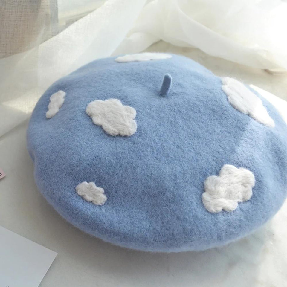 Caps and Hats Cute and Fluffy Clouds Beret Hat