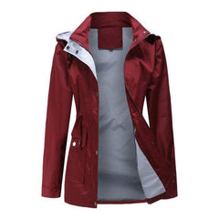 Women's Red Waterproof Raincoat 