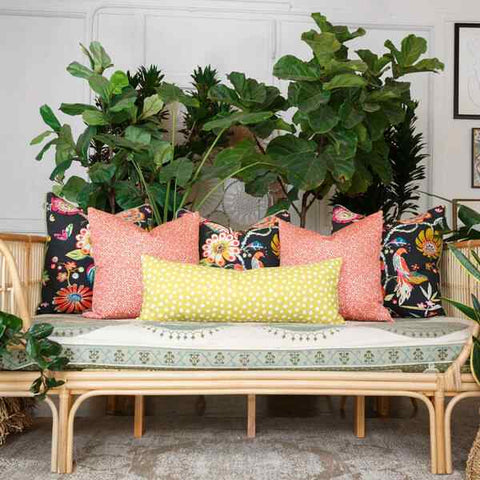 Coral Costa Collection Pillows in Rosella Onyx, Kitten Melon, Patra Citrus by Christy B Home
