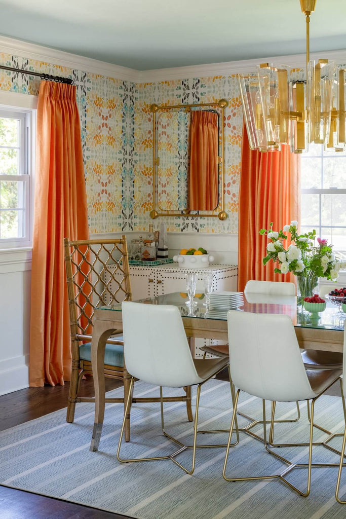 orange gold dining room