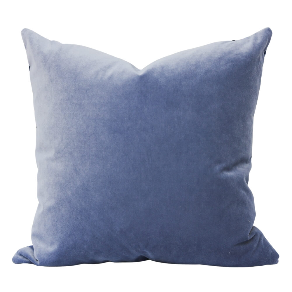 Versailles Square Pillow Ice Blue / Ivory Velvet 24X24 (Pillow Insert  Included)