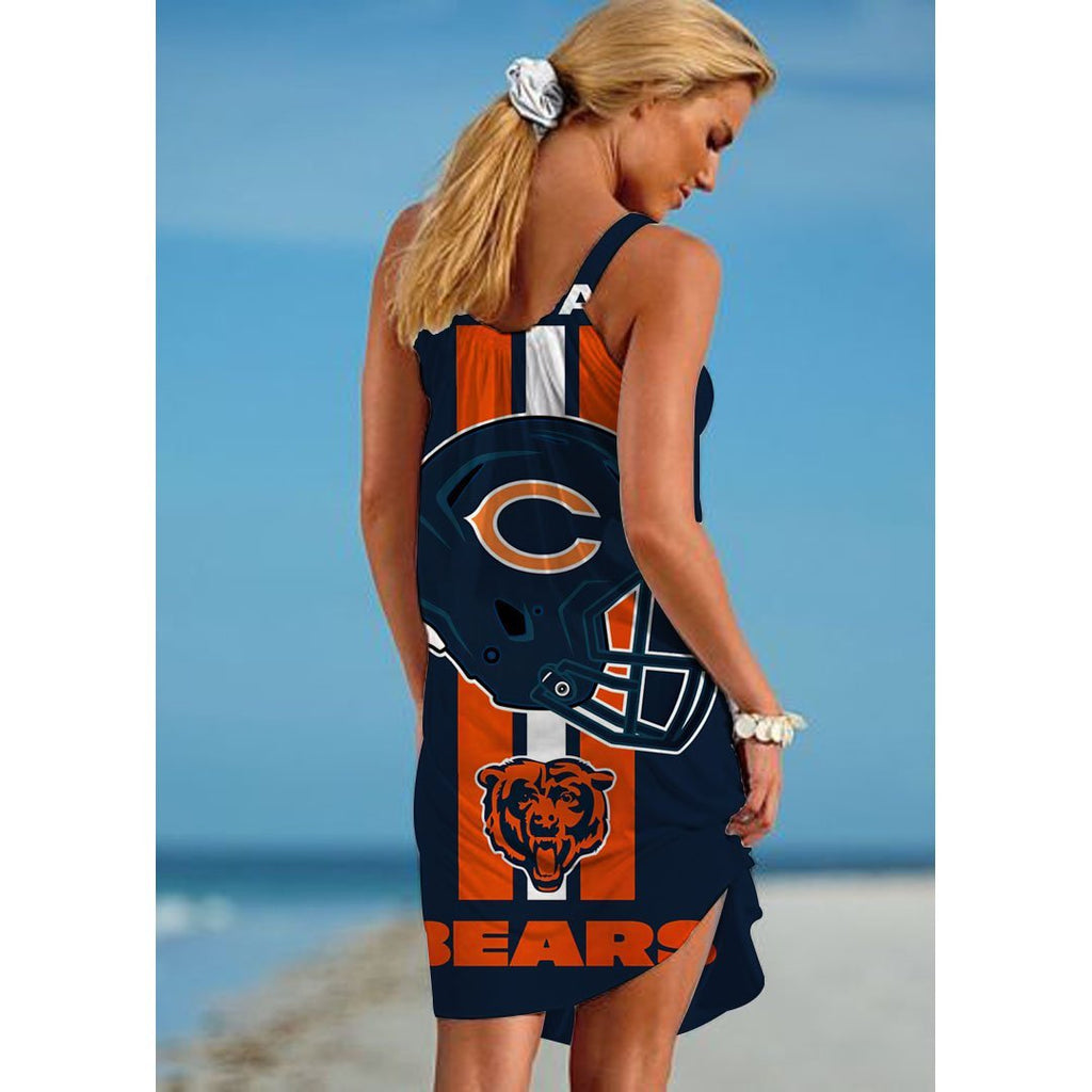 Download NFL Chicago Bears Printed Beach Dress For Leisure - swartson