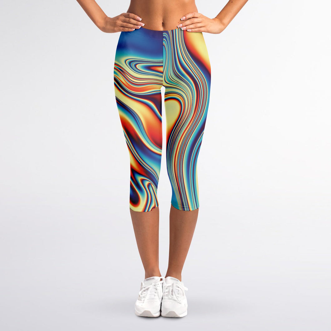 Psychedelic Wave Print Women's Capri Leggings – Love Mine Gifts