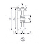 INMEDIAM】EVN ブッシングプーリー SPZ 224mm 溝数2 SPZ224-2 380-7061