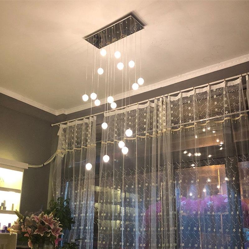 Crystal Bubble Ball Chandelier Multi Lights For Staircase High Ceiling Dandelion Lighting