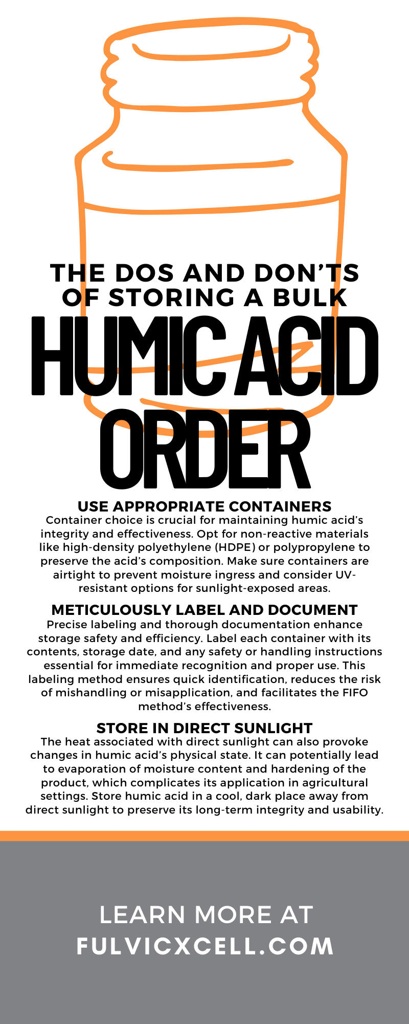 The Dos and Don’ts of Storing a Bulk Humic Acid Order