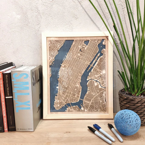 New York CityWood Custom Wood Map laser cut maps https://thecitywood.com/ CityWood is a wooden map artwork. City streets, water - Laser Cut Wooden Maps - Award Wining Design by architect and designer Hubert Roguski