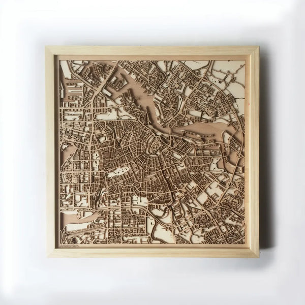 Amsterdam CityWood Minimal Wooden map wood laser cut maps https://thecitywood.com/ CityWood is a wooden map artwork. City streets, water CityWood - Laser Cut Wooden Maps - Award Wining Design by architect and designer Hubert Roguski
