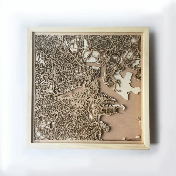 Boston CityWood Minimal Wooden map wood laser cut maps https://thecitywood.com/ CityWood is a wooden map artwork. City streets, water CityWood - Laser Cut Wooden Maps - Award Wining Design by architect and designer Hubert Roguski