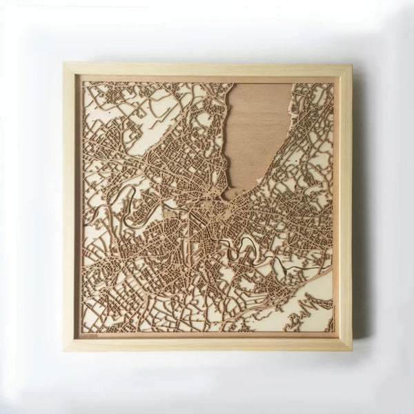 Geneva CityWood Minimal Wooden map wood laser cut maps https://thecitywood.com/ CityWood is a wooden map artwork. City streets, water CityWood - Laser Cut Wooden Maps - Award Wining Design by architect and designer Hubert Roguski