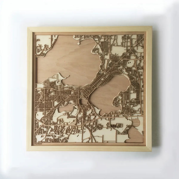 Madison CityWood Minimal Wooden map wood laser cut maps https://thecitywood.com/ CityWood is a wooden map artwork. City streets, water CityWood - Laser Cut Wooden Maps - Award Wining Design by architect and designer Hubert Roguski