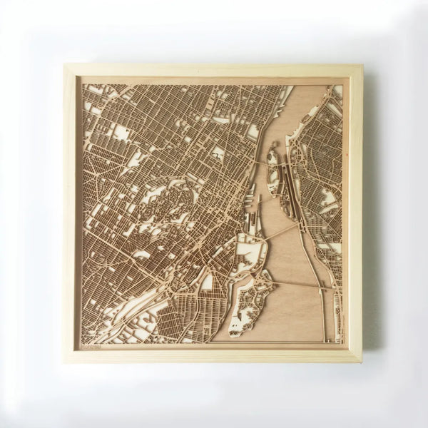 Montreal CityWood Minimal Wooden map wood laser cut maps https://thecitywood.com/ CityWood is a wooden map artwork. City streets, water CityWood - Laser Cut Wooden Maps - Award Wining Design by architect and designer Hubert Roguski