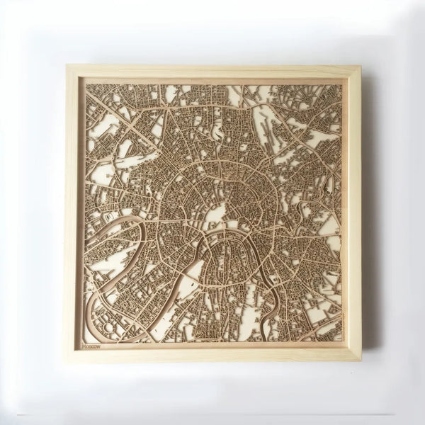 Moscow CityWood Minimal Wooden map wood laser cut maps https://thecitywood.com/ CityWood is a wooden map artwork. City streets, water CityWood - Laser Cut Wooden Maps - Award Wining Design by architect and designer Hubert Roguski