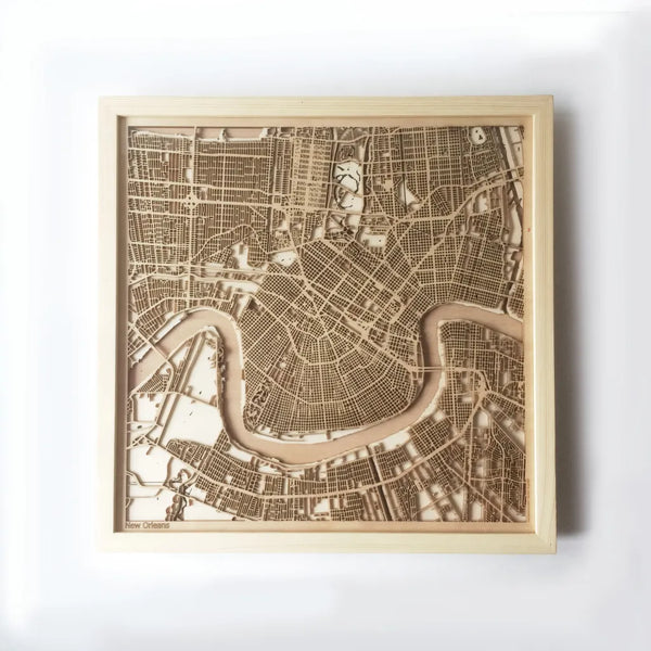 New Orleans CityWood Minimal Wooden map wood laser cut maps https://thecitywood.com/ CityWood is a wooden map artwork. City streets, water CityWood - Laser Cut Wooden Maps - Award Wining Design by architect and designer Hubert Roguski