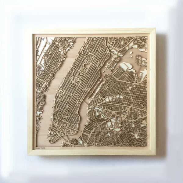 New York  CityWood Minimal Wooden map wood laser cut maps https://thecitywood.com/ CityWood is a wooden map artwork. City streets, water CityWood - Laser Cut Wooden Maps - Award Wining Design by architect and designer Hubert Roguski